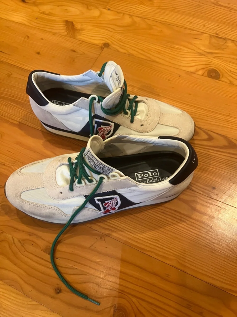 Polo by Ralph Lauren Men’s White Sneakers with Green Laces